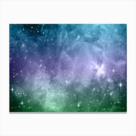 Green, Purple, Blue Galaxy Space Background Canvas Print