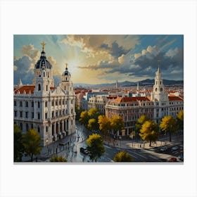 Cityscape Of Madrid Canvas Print