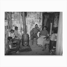 Untitled Photo, Possibly Related To Southeast Missouri Farms, Children Sitting In Living Room Of Shack Home Canvas Print