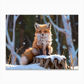 Fox In The Snow 3 Canvas Print