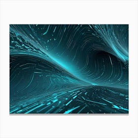 Abstract Image Of A Swirling, Glowing, Blue Wave With A Futuristic, Technological Design Canvas Print