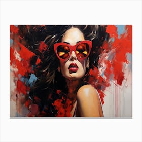 Woman In Red Sunglasses 22 Canvas Print