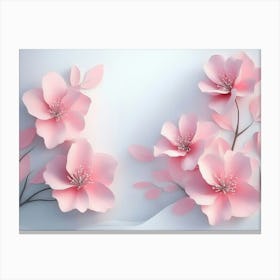 Pink Flowers On White Background Canvas Print