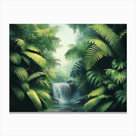 Waterfall In The Jungle 1 Canvas Print