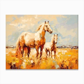 Horses Painting In Prince Edward Island, Canada, Landscape 2 Canvas Print
