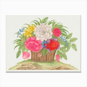 Basket Of Flowers Canvas Print