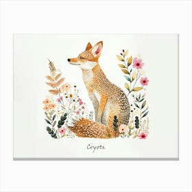 Little Floral Coyote 1 Poster Canvas Print