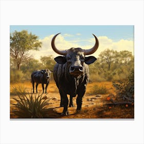 African Buffalo Herd Realism 4 Canvas Print