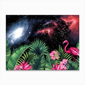 Tropical Synthwave Space Garden #15: Flamingo Canvas Print