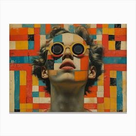 Typographic Illusions in Surreal Frames: 'A Girl With Glasses' Canvas Print