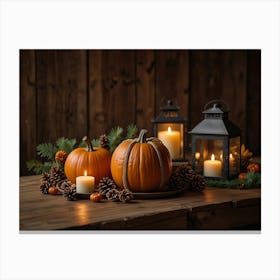 Pumpkins And Lanterns Canvas Print