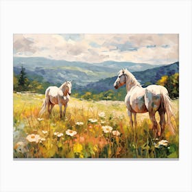 Horses Painting In Appalachian Mountains, Usa, Landscape 1 Canvas Print