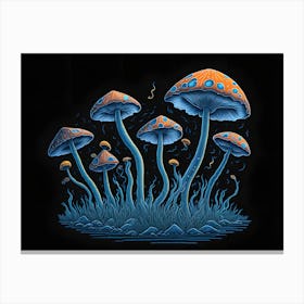 Neon Mushrooms (9) 2 Canvas Print