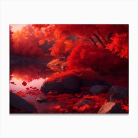 Autumn Scene Painted With Reds And Oranges Canvas Print