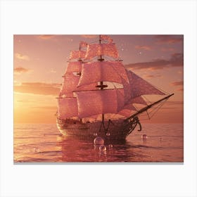 Pink Ship At Sunset Lienzo