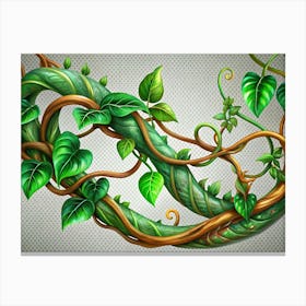 Green Vine With Leaves On Transparent Background Canvas Print