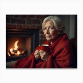 Old Lady With A Cup Of Coffee Canvas Print