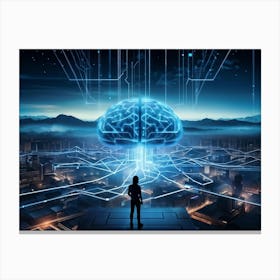 A Panoramic Illustration Of High Technology The Brain Represented As A Complex Server Emitting Stre 2 1 Canvas Print