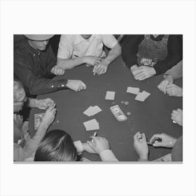 Poker Game Of Construction Workers At Canteen,Shasta Dam, Shasta County, California By Russell Lee Canvas Print