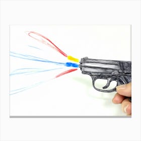 Hand Drawing A Gun Canvas Print