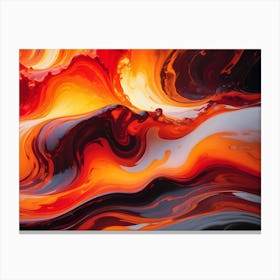 Abstract Image Of Swirling, Flowing Colors In Shades Of Red, Orange, Yellow, And Black Canvas Print