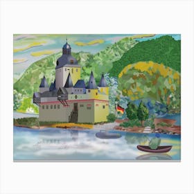 Landscape With Pfalzgrafenstein Castle On The Falkenau Island In The River Rhine In Germany Canvas Print