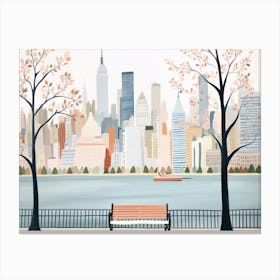 New York Skyline Landscape Watercolour Canvas Print