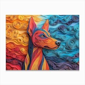 Pharoah Hound Paper Quilling Dog Portrait II Canvas Print