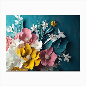 Cozy Modern Scene with a Spectacular Hyper Realistic Abstract of Spring Flowers Canvas Print