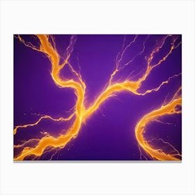 Abstract Image Of Flowing, Golden Liquid Against A Purple Background, Creating A Sense Of Energy And Movement Canvas Print