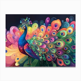 Colorful Peacock 7 Canvas Print