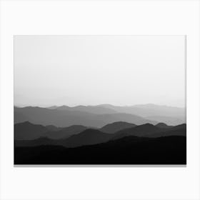 Black And White Mountain Landscape In The Fog Canvas Print