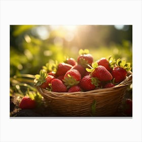 Strawberry In A Basket Canvas Print