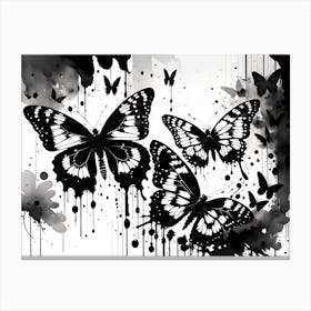 Black And White Butterflies 4 Canvas Print