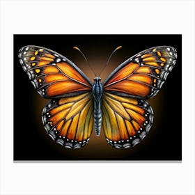 Monarch Butterfly On A Black Background Canvas Print