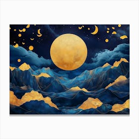 Full Moon Over Mountains Canvas Print