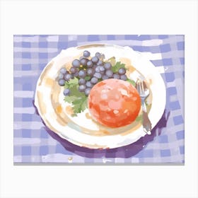 A Plate Of Grapes, Top View Food Illustration, Landscape 4 Canvas Print