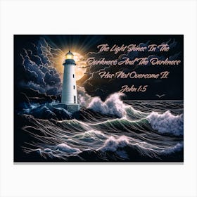 Light Shines In The Darkness - Lighthouse Canvas Print