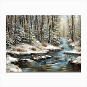 Creek In The Winter Woodx Canvas Print