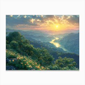 Sunset In The Mountains 1 Canvas Print