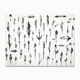 Black And White Abstract Watercolor Illustration Of A Diverse Collection Of Hand Drawn Arrows And Po (5) Canvas Print