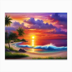 Sunset At The Beach 120 Canvas Print