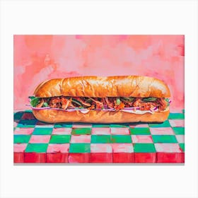 Bahn Mi Pink Checkerboard 2 Canvas Print