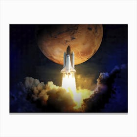 Space shuttle, Mars - liftoff — space poster, space art, photo poster, space collage 1 Canvas Print