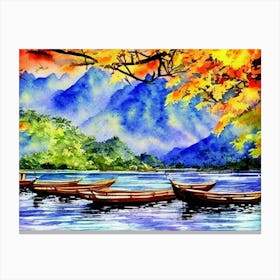 Golden Tranquility By The Lake Canvas Print