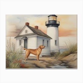 Lighthouse Dog Canvas Print