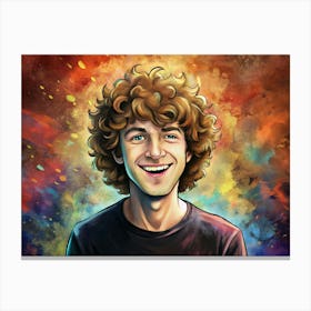 Portrait Of A Smiling Young Man With Curly Hair 1 Canvas Print