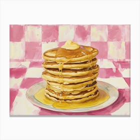 Pancake Stack Pink Checkerboard 3 Canvas Print