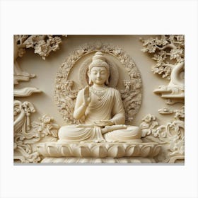 3d Hindu Ancient Religious Buddha Marble Canvas Print