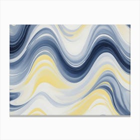 Abstract Background Of Wavy Lines In Shades Of Blue And Yellow, Creating A Calming And Elegant Effect Canvas Print